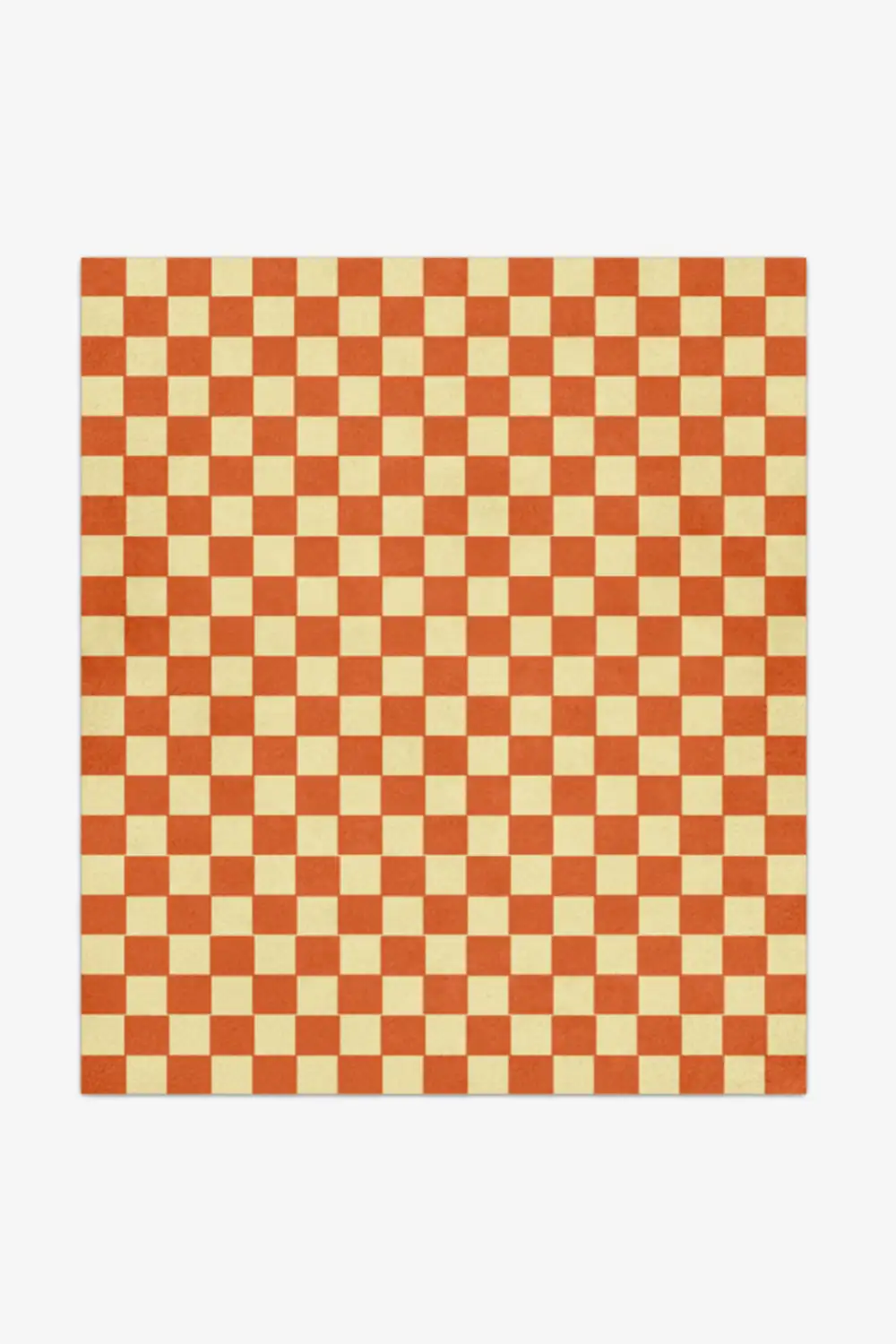 orange and yellow checkered wool rug