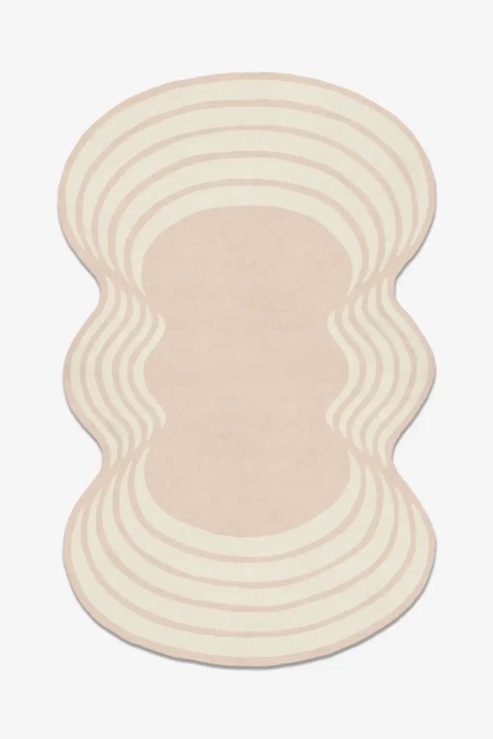 Wavy pink and beige rug on a white background