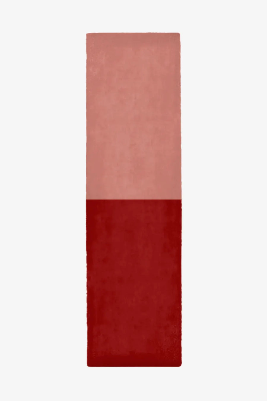 Blush pink and terracotta wool runner in 2x8 and 2.5x10 sizes, a bold, earthy accent for eclectic kitchens, cozy boho hallways, and modern organic living spaces.