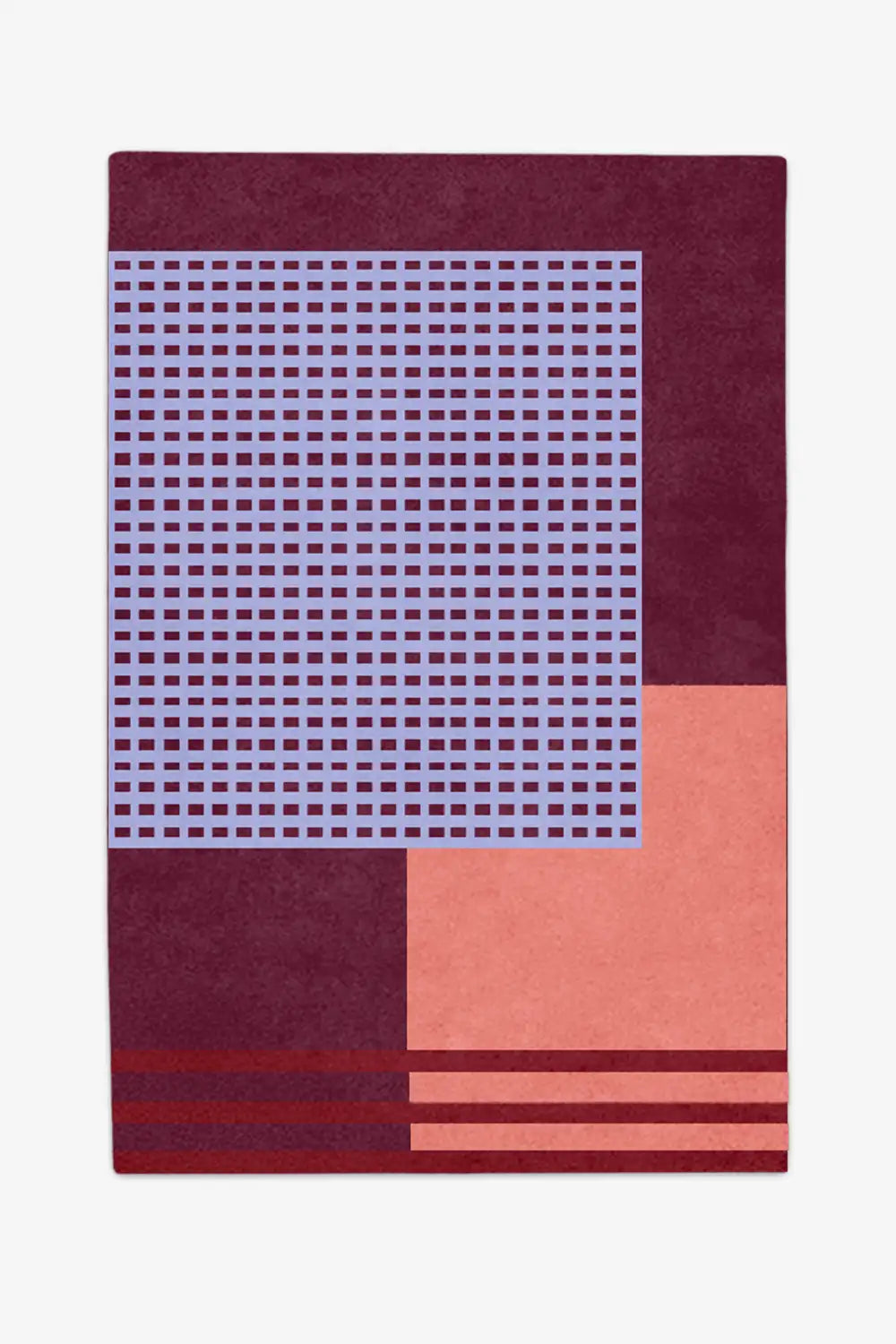 custom wool rug with geometric pattern on a white background