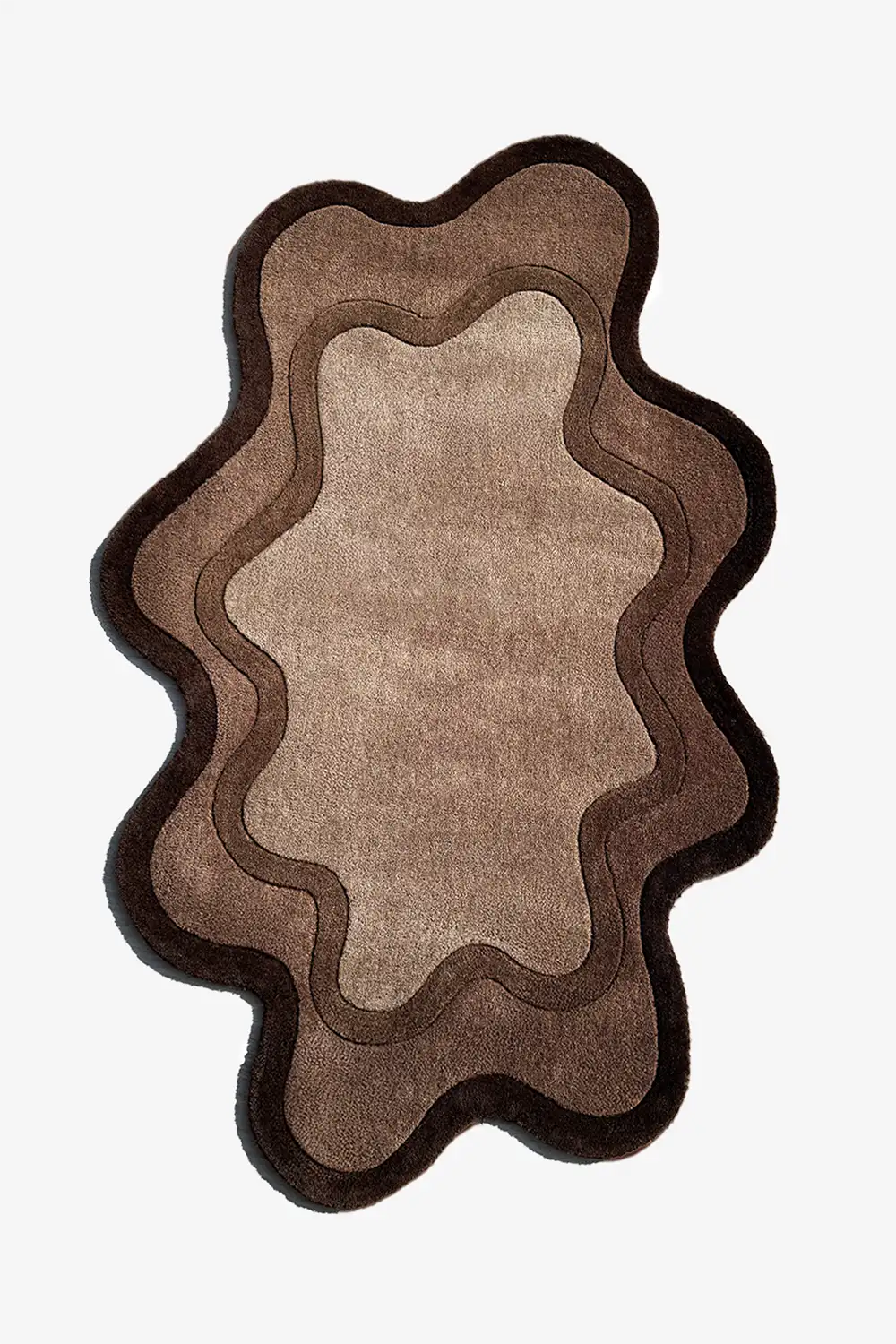 Brown wavy rug on a white background