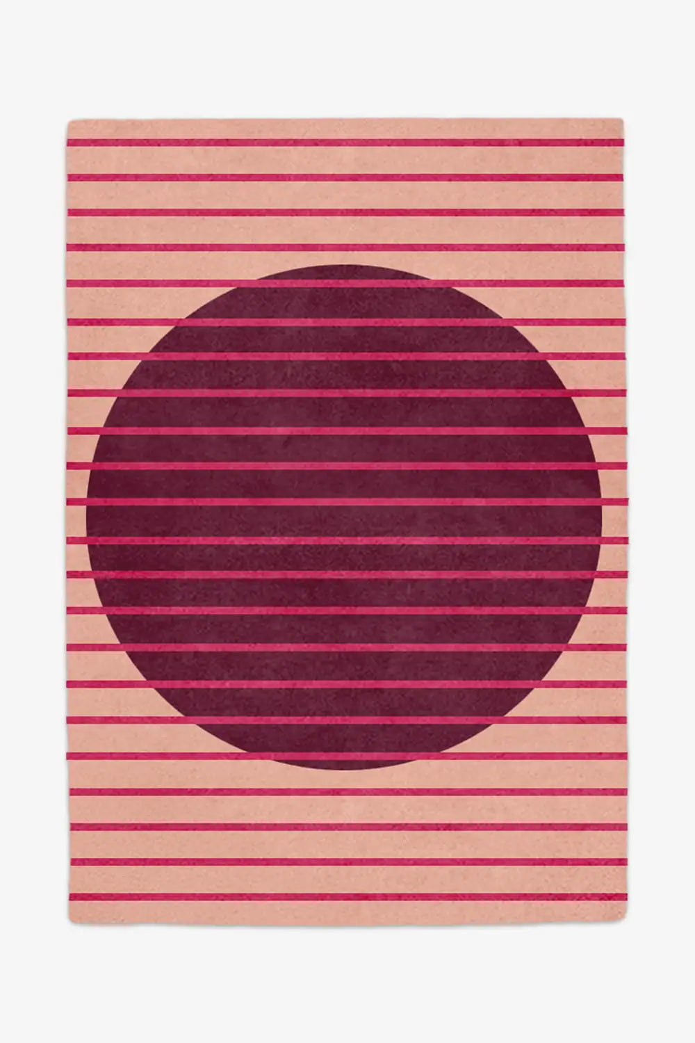 custom color peach wool area rug with geometric round design and stripes