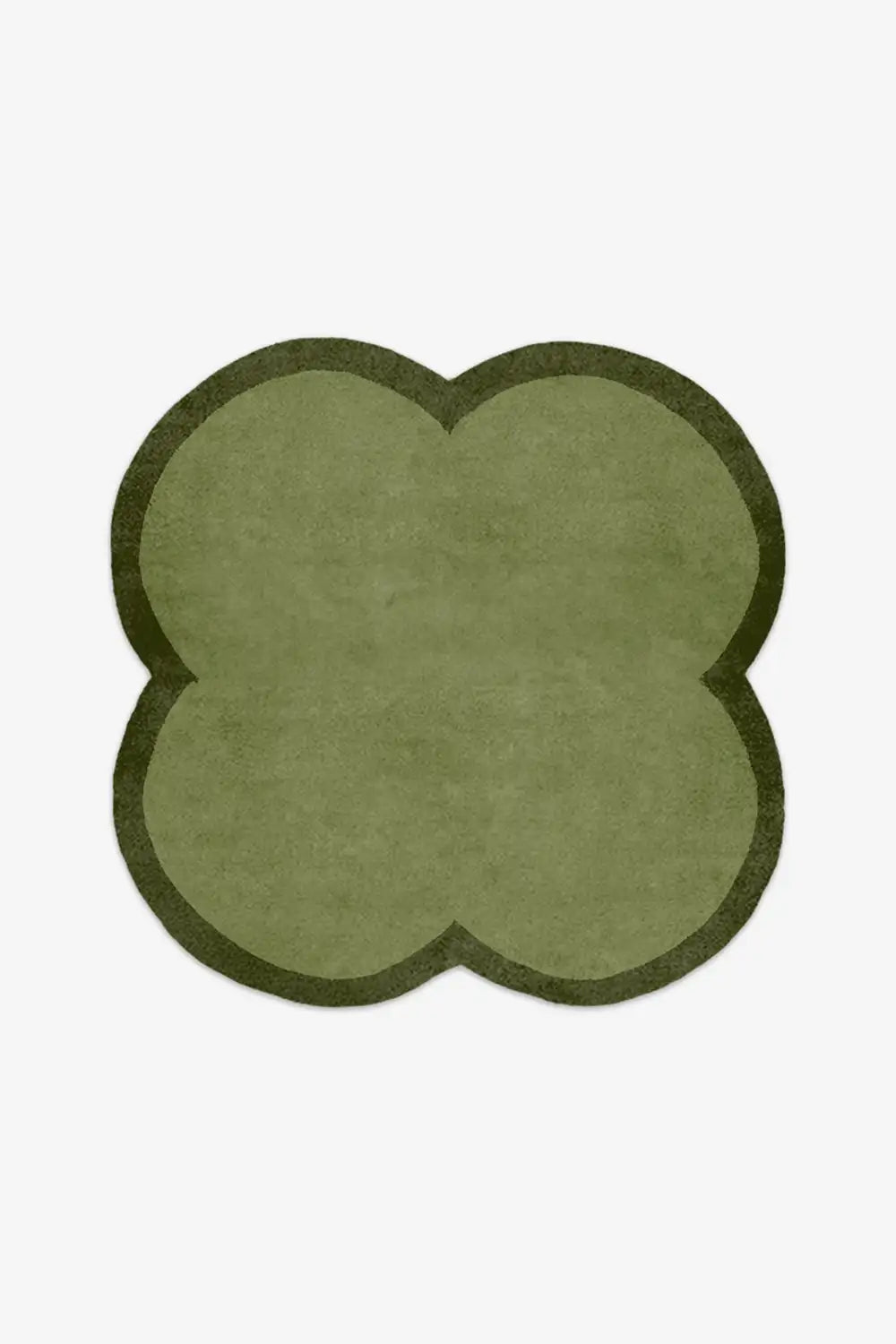 custom wool rugs green clover-shaped rug on a white background