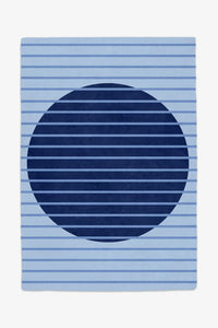 custom made modern blue area rug with geometric design