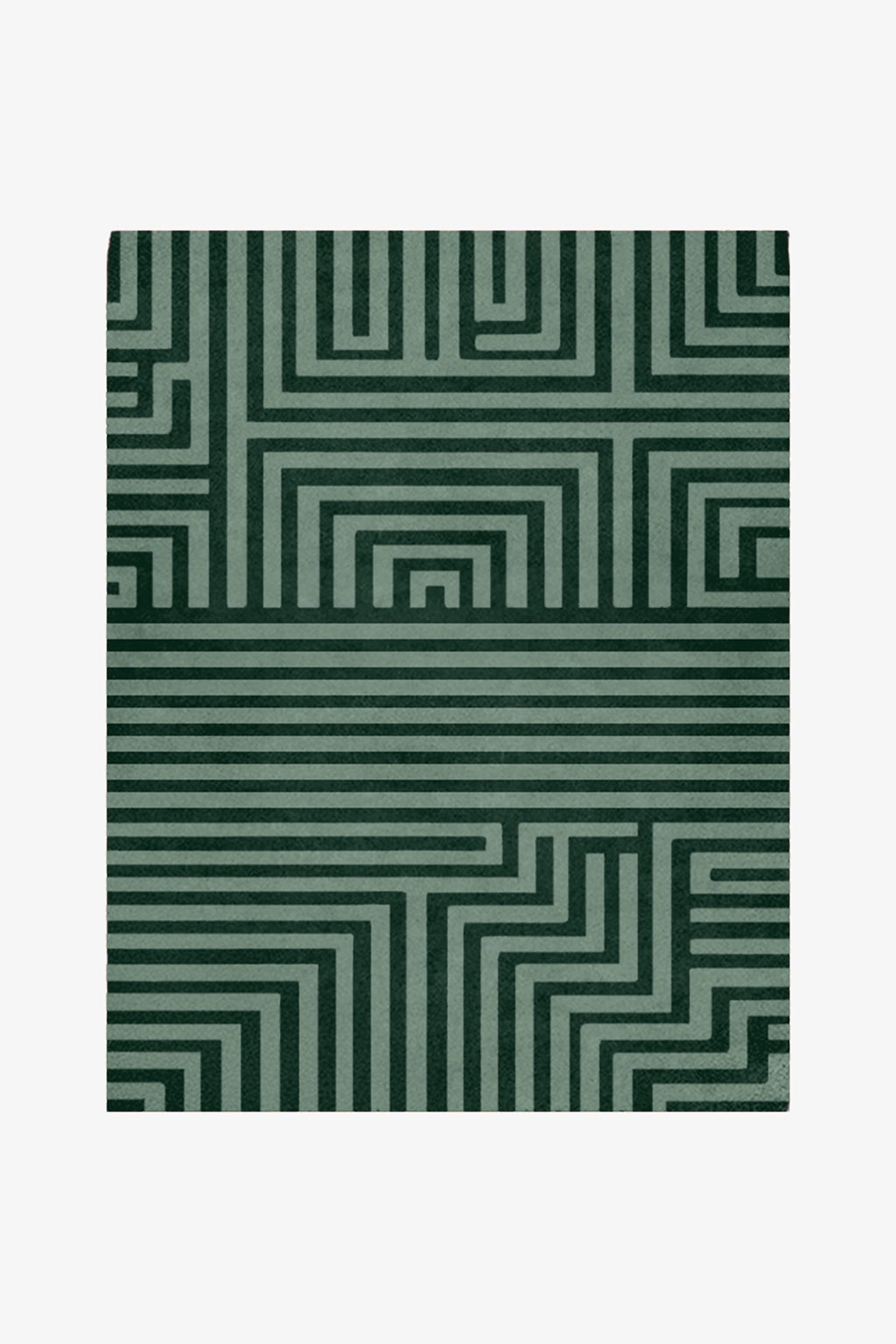 custom wool rug with green geometric pattern