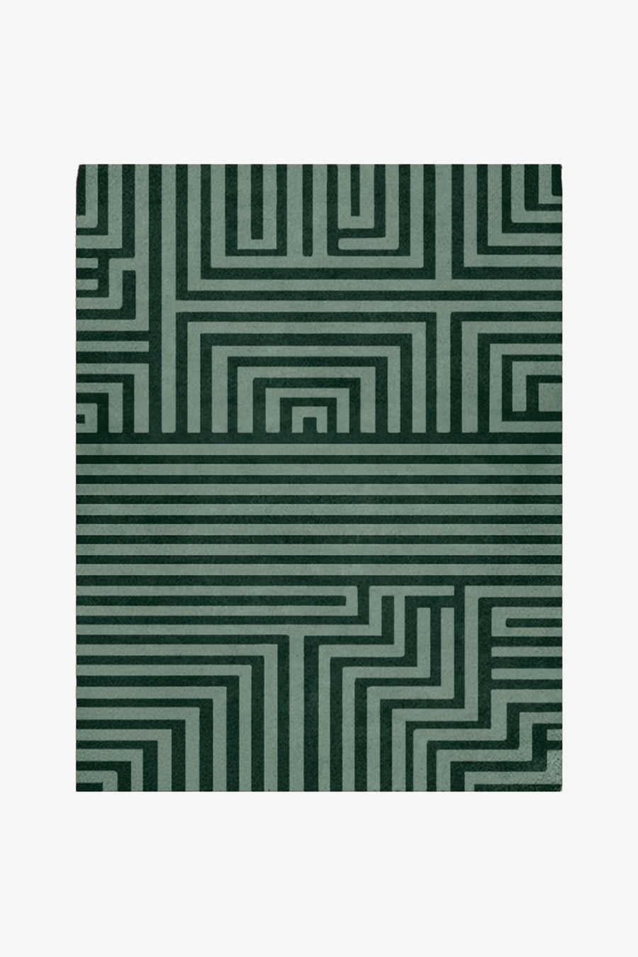 custom wool rug with green geometric pattern