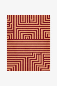 custom tufted wool rug with retro geometric pattern
