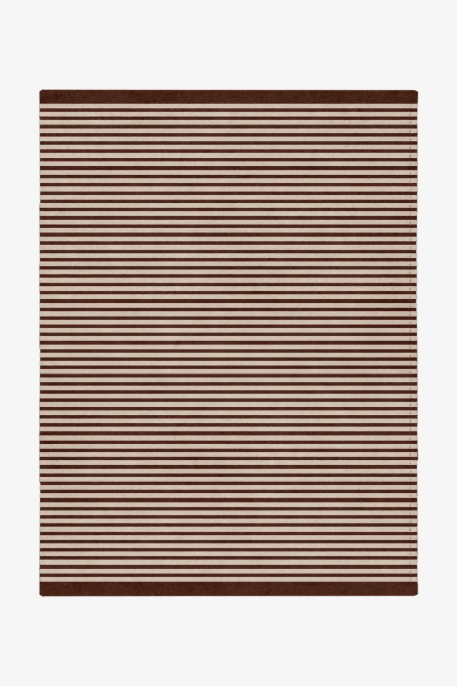custom striped rug with brown and beige stripes on a white background