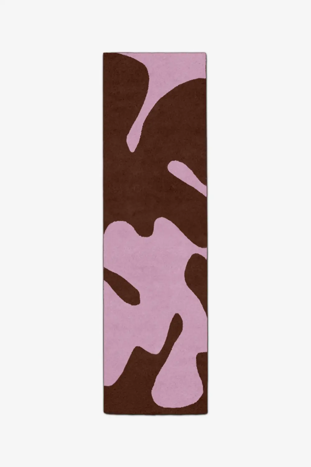 2x8 pink and brown runner rug hand-tufted from wool with abstract organic pattern