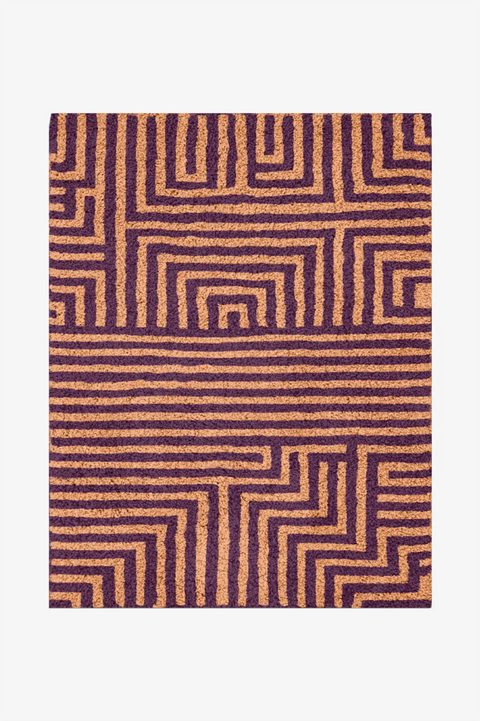 Customizable Maze Hand-Knotted Shag Wool Rug