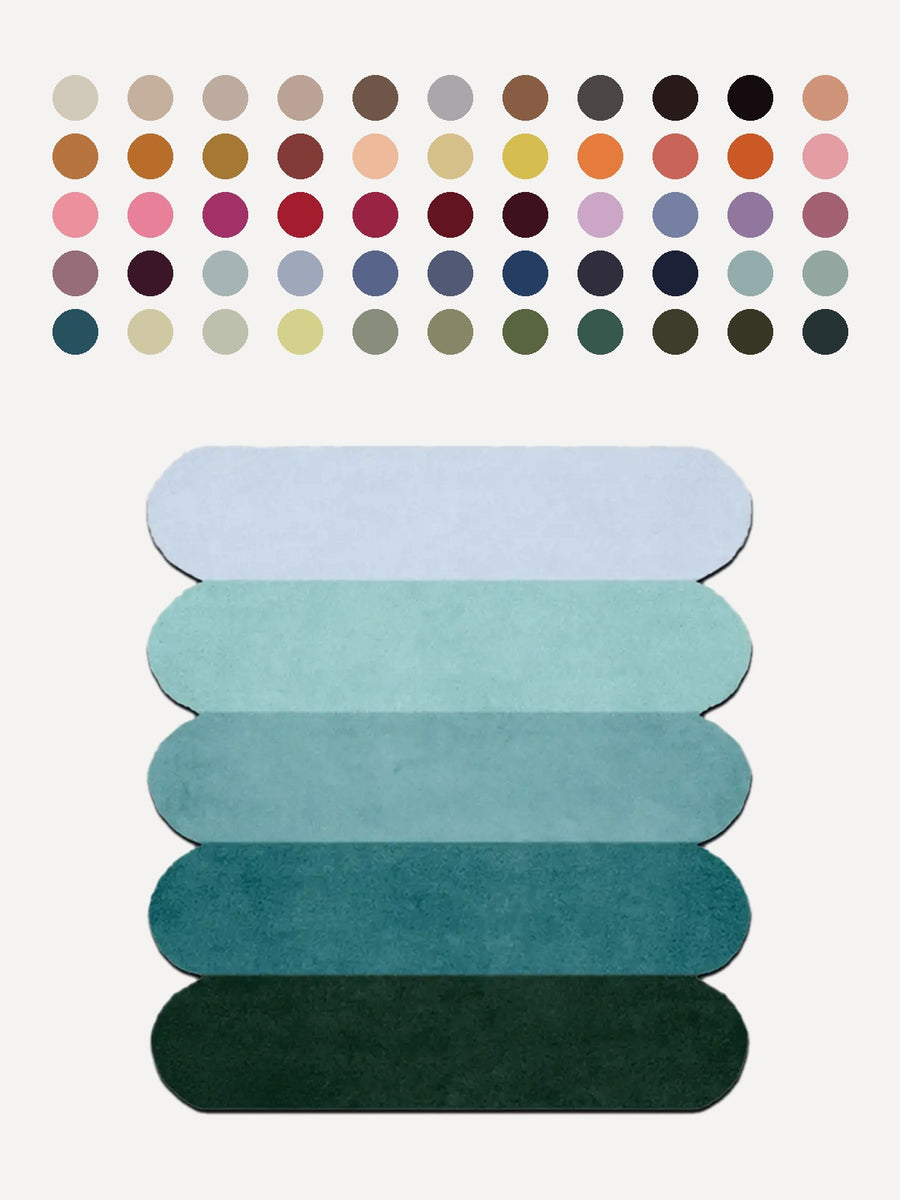 The Jubi Customizer: 55 wool colors and a Tiers rug in teal