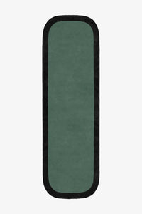 Sage green runner rug with black border, custom hand-tufted wool hallway rug