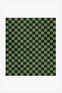 green checkered wool area rug