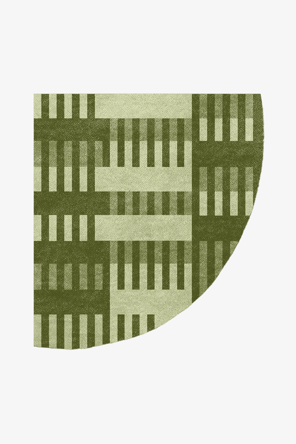 custom corner rug with striped pattern on a white background