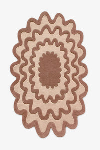 9x12 cream and brown neutral area rugs with wavy scalloped border, perfect for organic modern living rooms