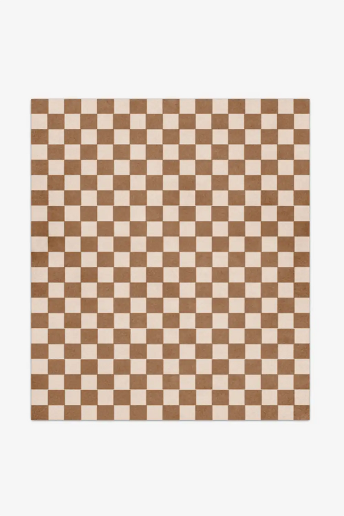 brown checkered wool area rug custom sizes