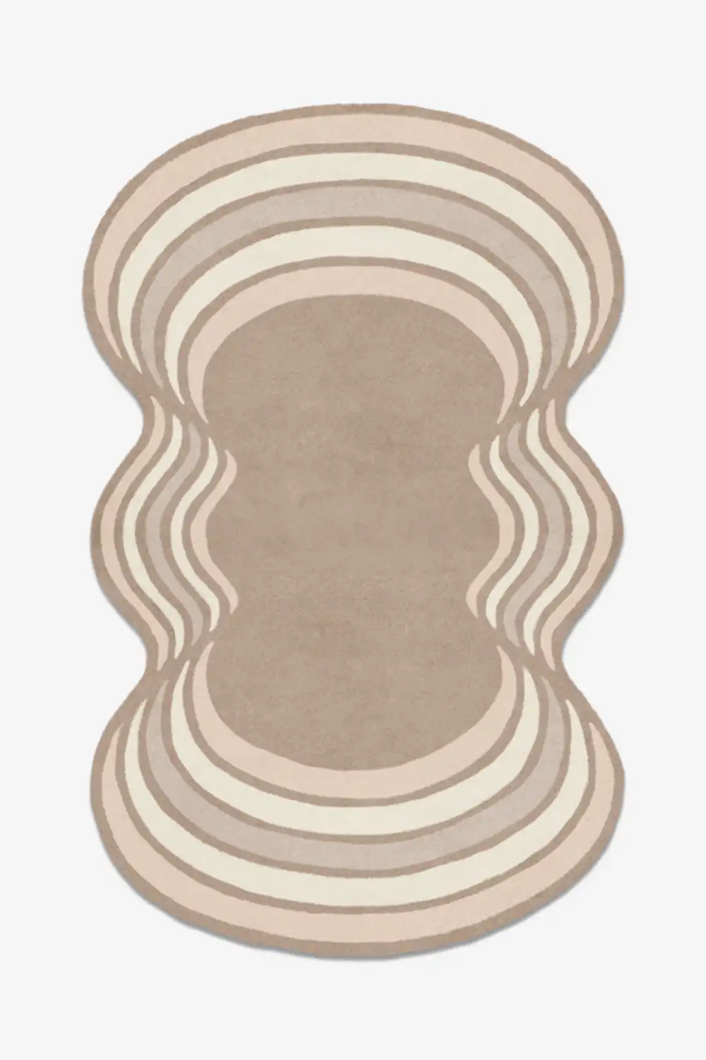 Rug with wavy striped pattern on a plain background
