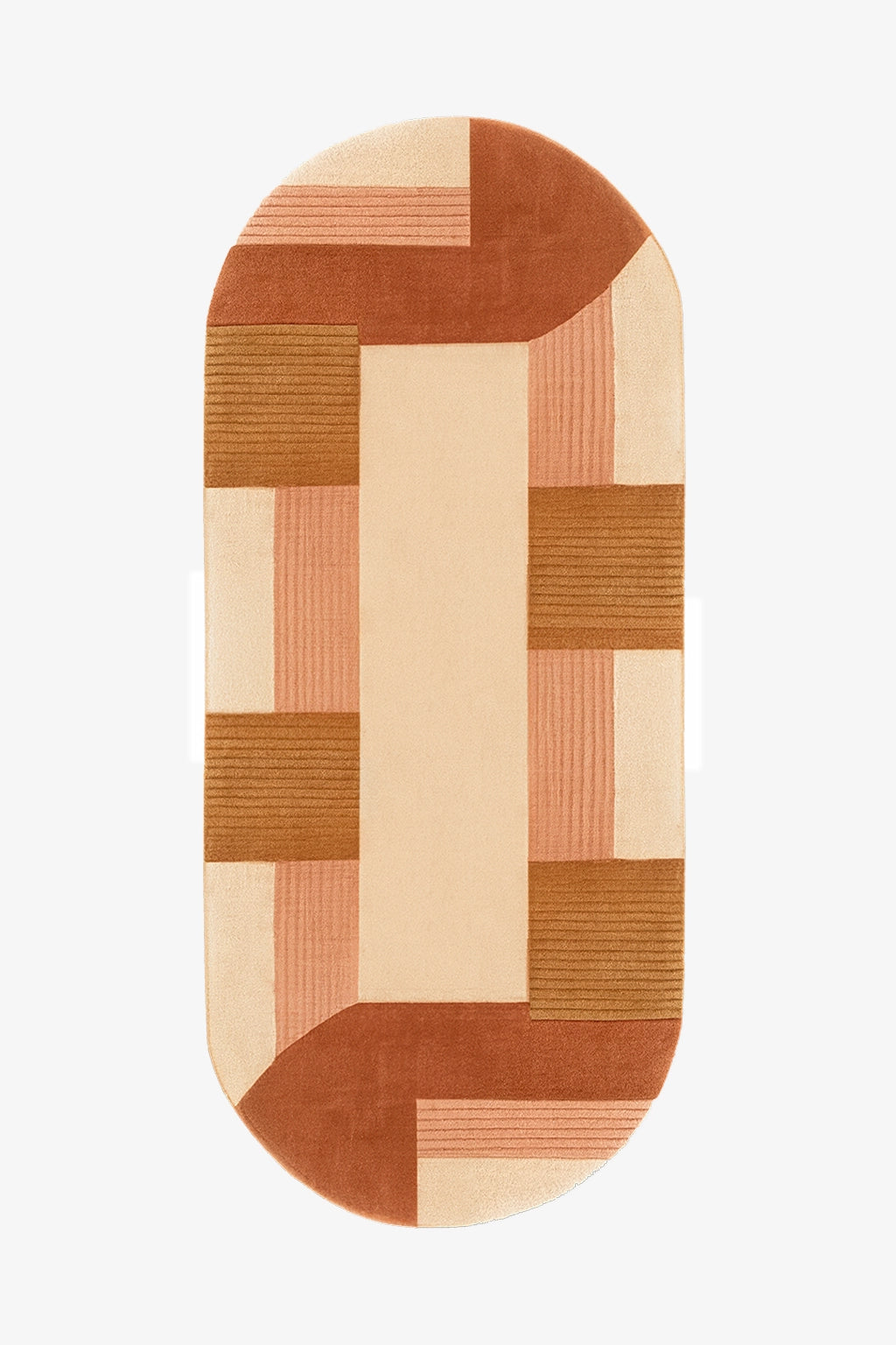 Neutral Mosaic Oval Hand-Tufted Wool Rug