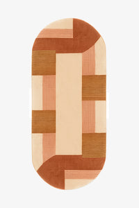 Neutral Mosaic Oval Hand-Tufted Wool Rug