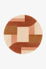 Neutral Mosaic Round Hand-Tufted Wool Rug