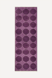 runner rug with purple repeating octagon pattern design | 3x9