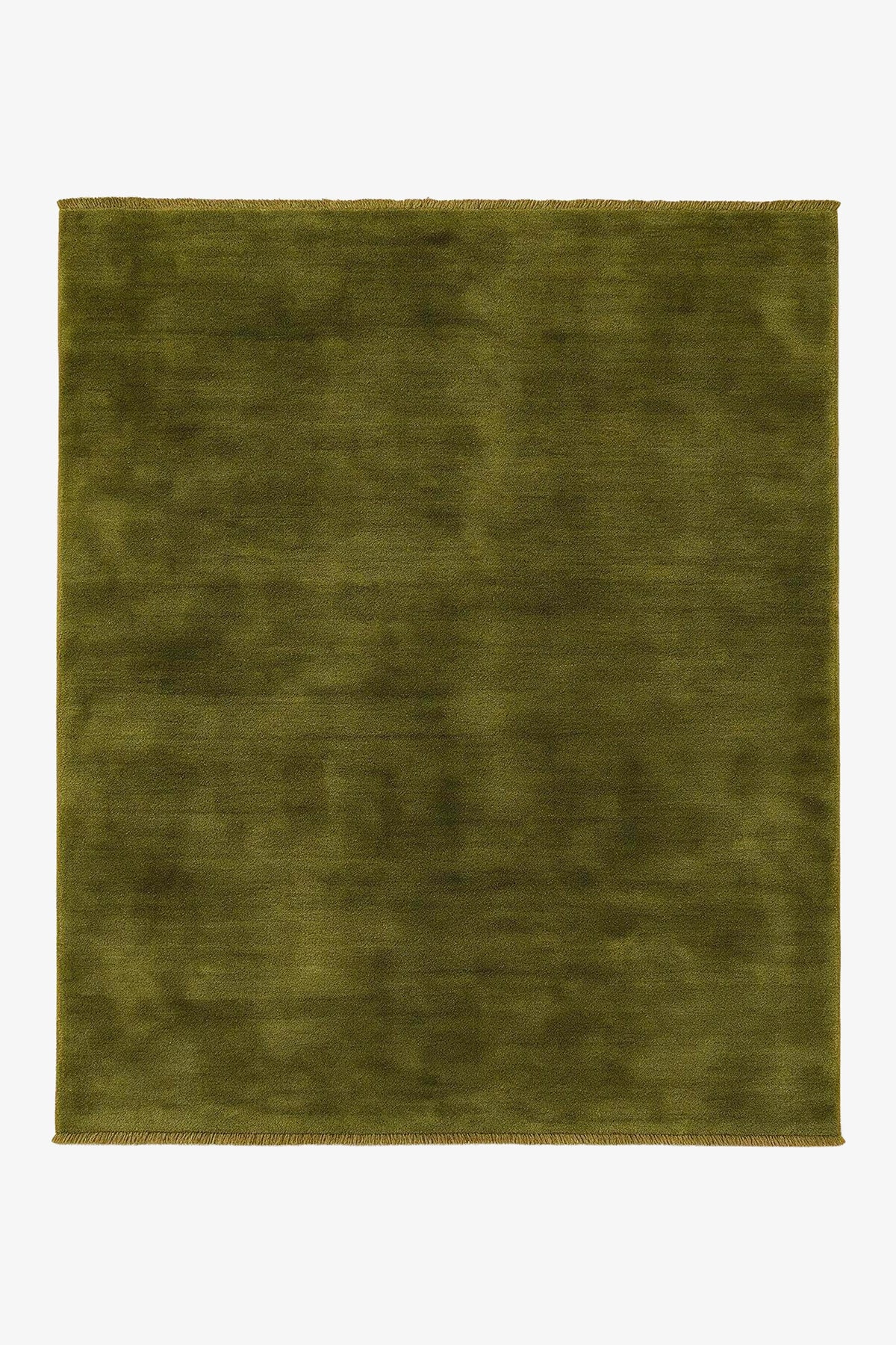An olive green textured area rug with a soft, plush pile, shown flat against a plain white background.