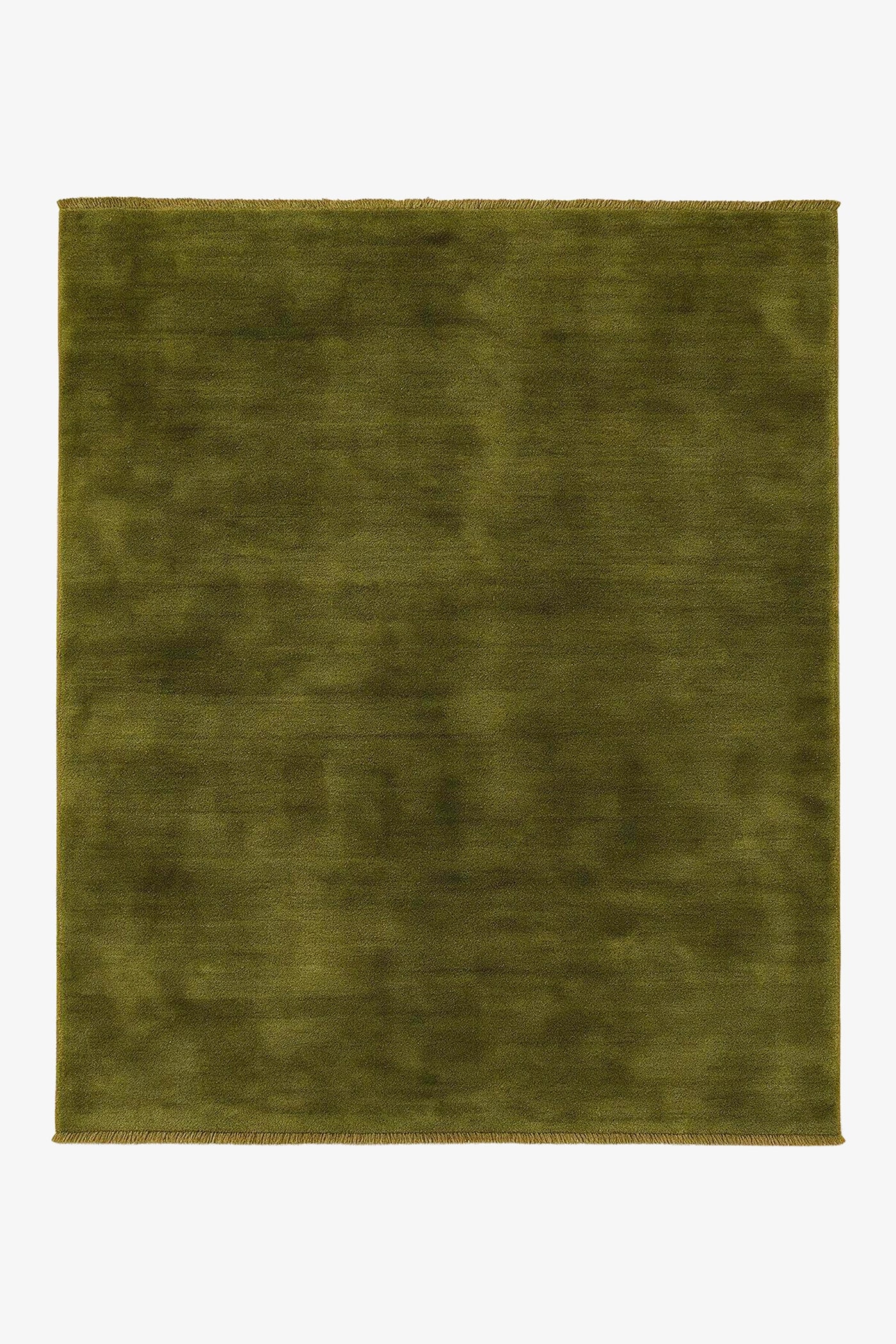 An olive green textured area rug with a soft, plush pile, shown flat against a plain white background.