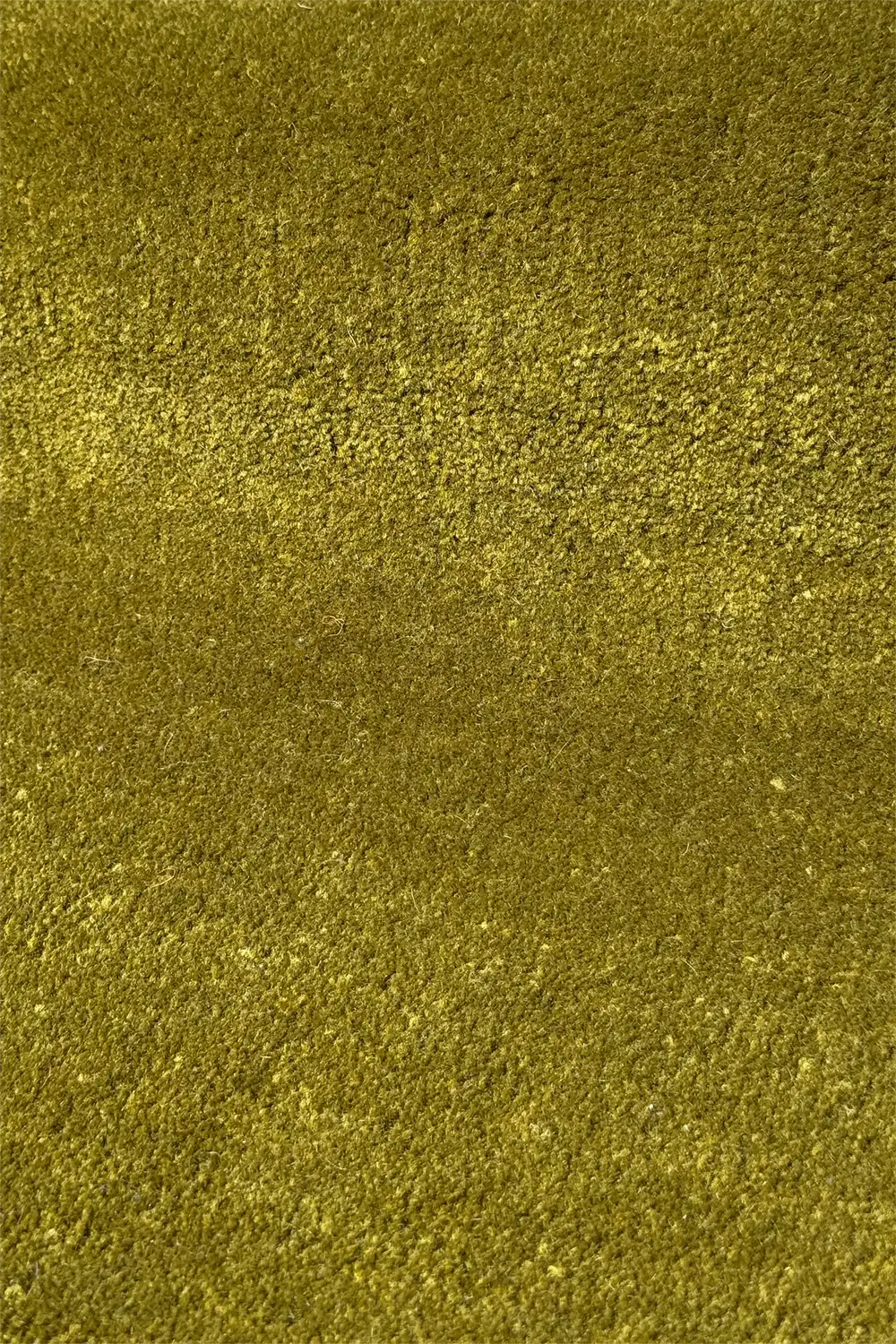 close up view of textured olive green hand tufted wool area rug