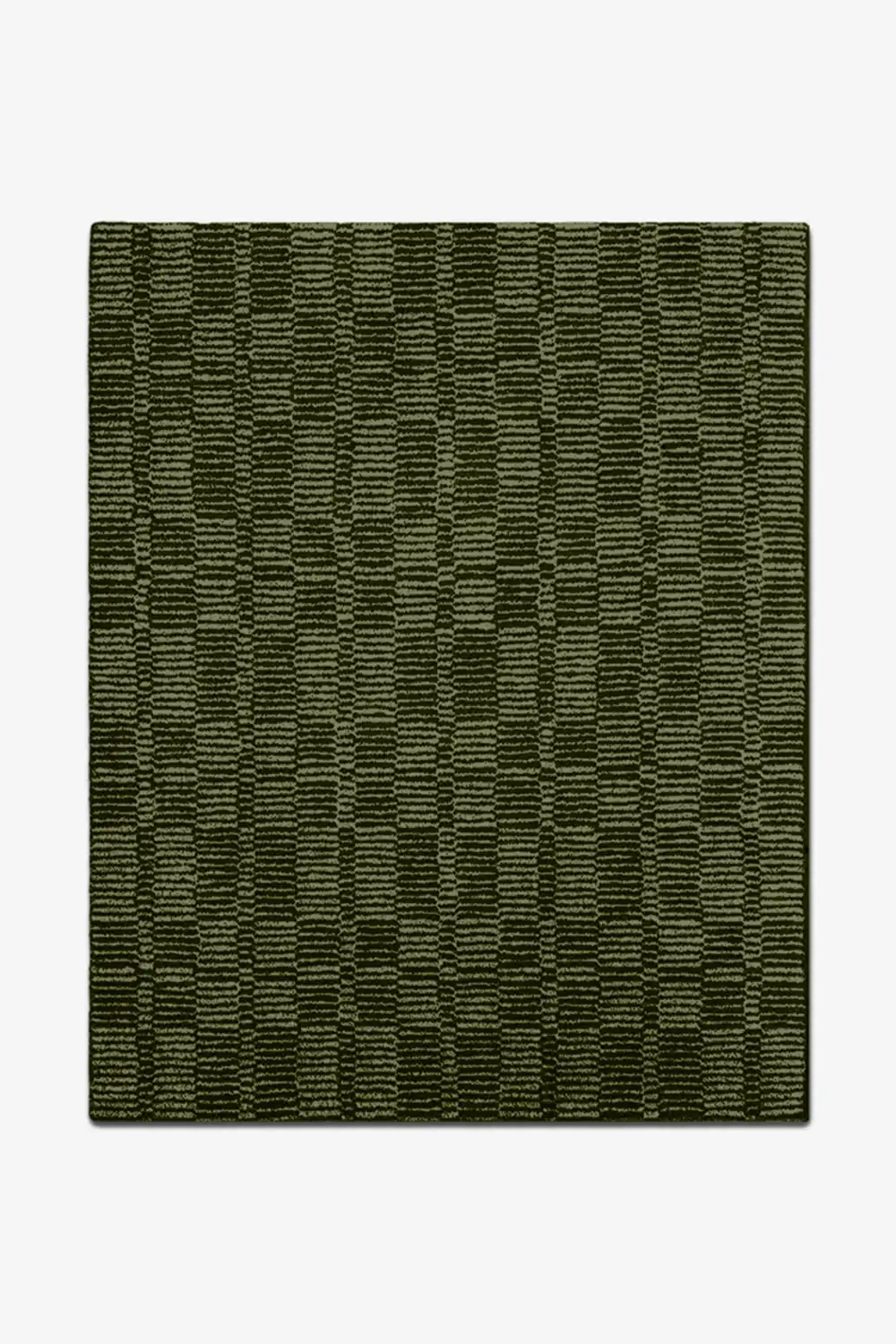 Green geometric patterned rug on a white background