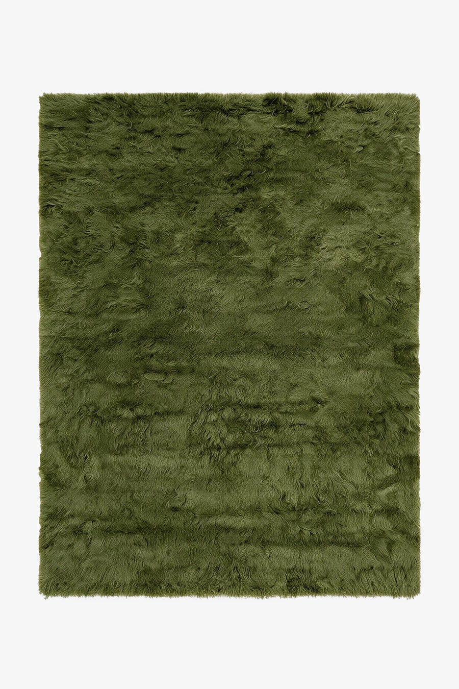 Olive Hand-Knotted Shag Wool Rug