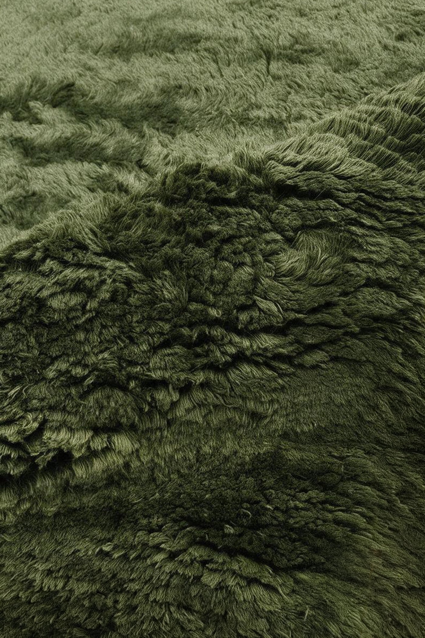 Olive Hand-Knotted Shag Wool Rug
