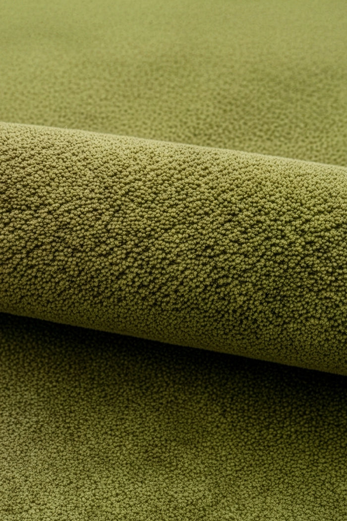 Close-up of olive green textured rug