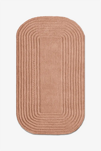 peach terracotta modern tufted wool area rug rounded corners textured design