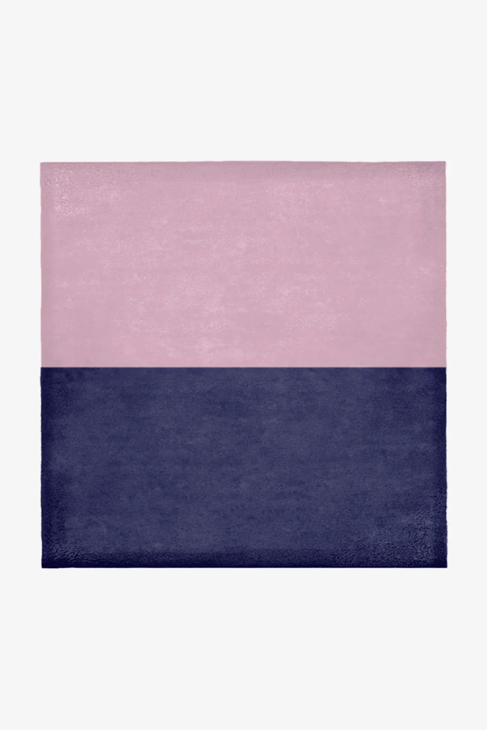 Modern pink and navy wool square rug available in 8x8 and 9x9 sizes, perfect for fun contemporary living rooms, artistic bedrooms, or playful eclectic spaces.