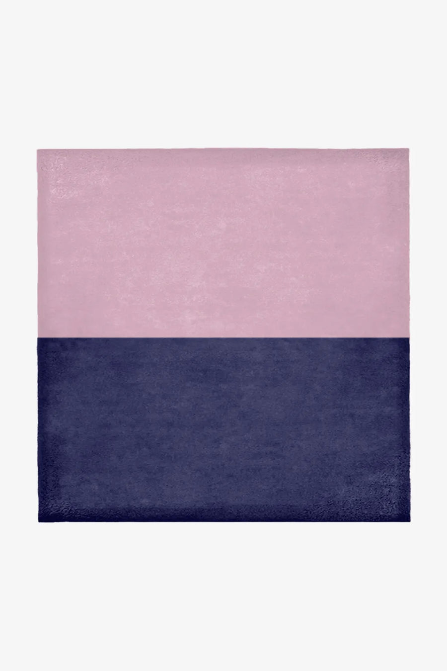 Modern pink and navy wool square rug available in 8x8 and 9x9 sizes, perfect for fun contemporary living rooms, artistic bedrooms, or playful eclectic spaces.