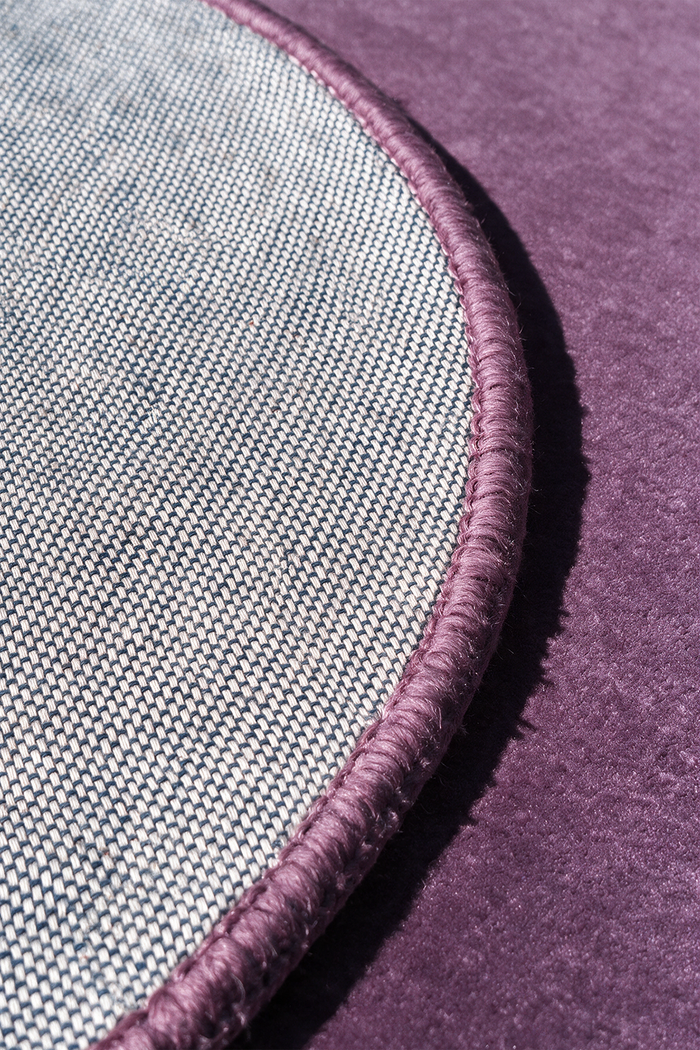 plum purple wool rug backing and binding | Cotton backing