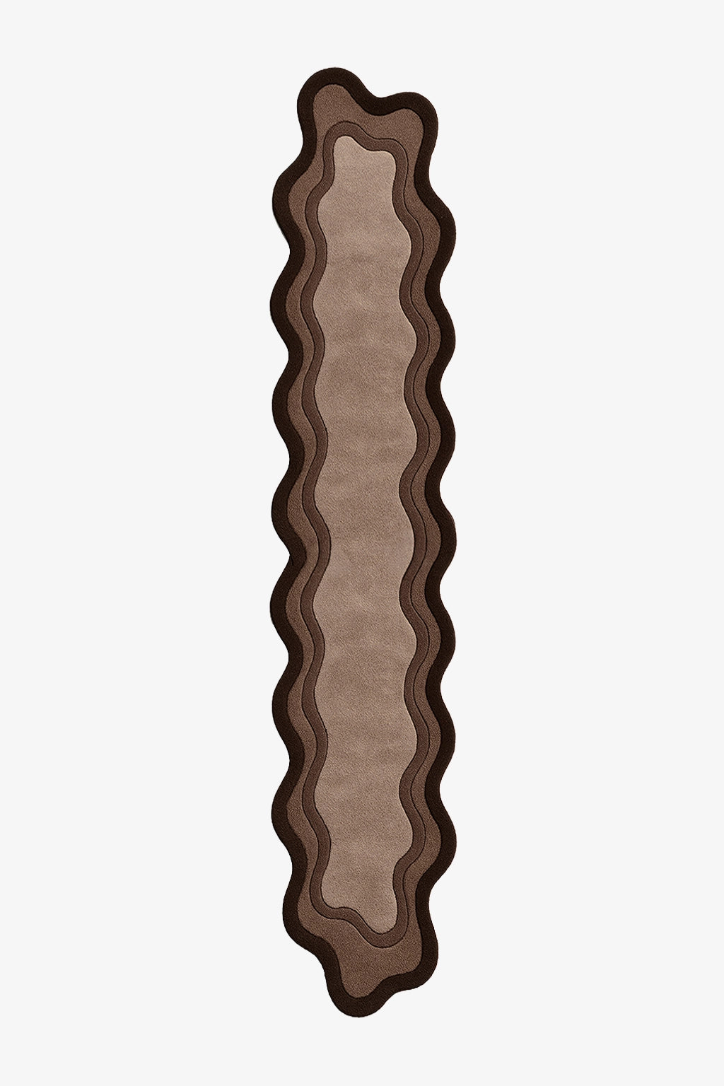 wavy brown wool runner rug | 2x12