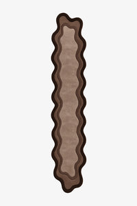 wavy brown wool runner rug | 2x12