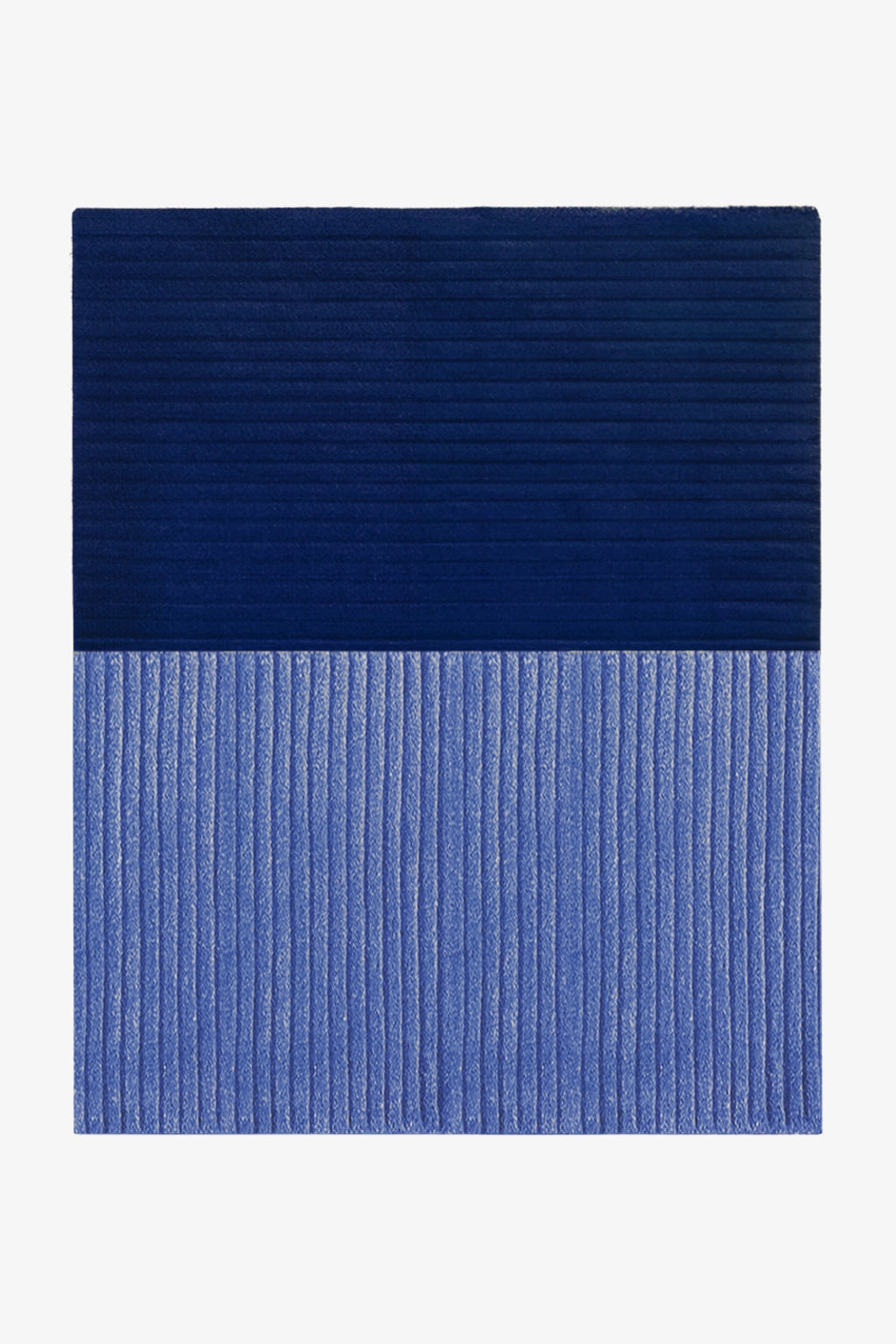 Blue textured rug on a white background