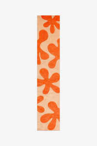 long runner rug with orange floral patterns on a beige background | 2x12 runner