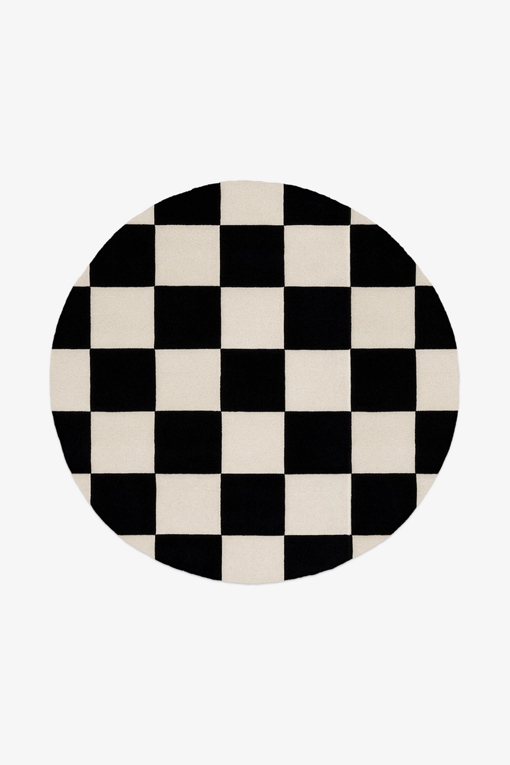 black and white checkered round rug