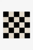 Black and White Big Checkered Square Hand-Tufted Wool Rug