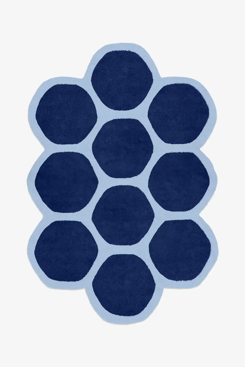 navy blue funky shaped wool area rug custom size