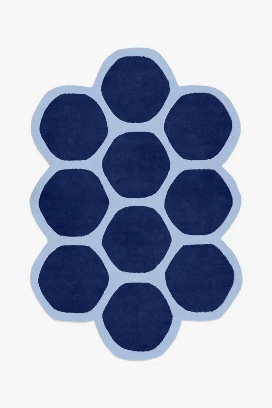 navy blue funky shaped wool area rug custom size