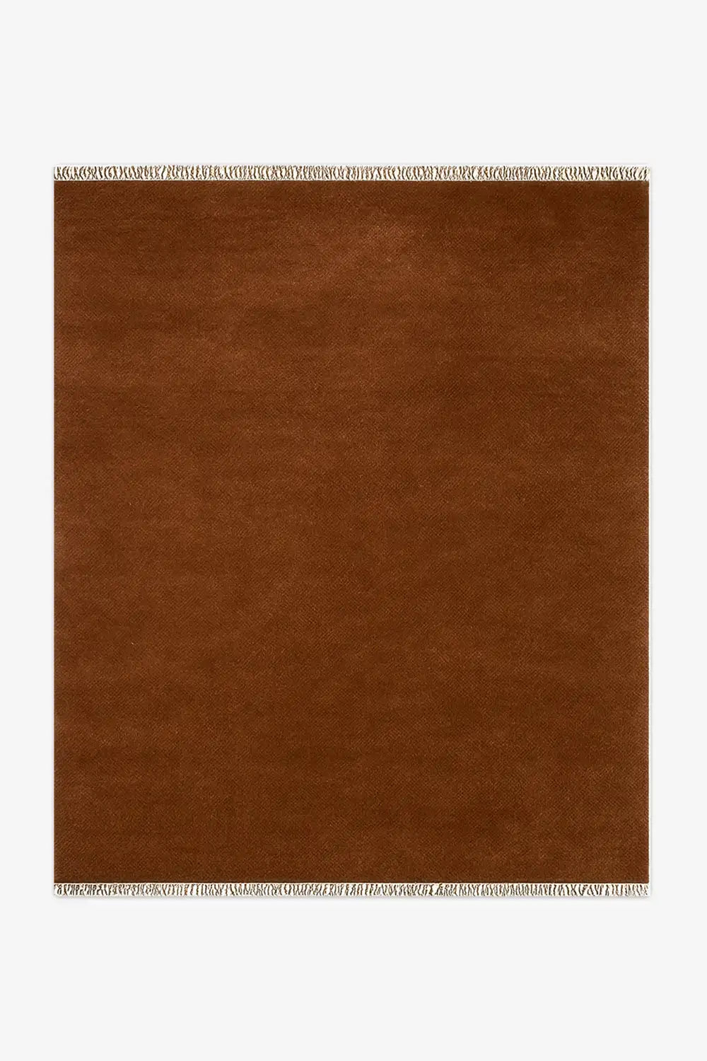 large brown wool rug hand-knotted with fringe for modern interiros 9x12