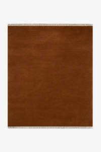 large brown wool rug hand-knotted with fringe for modern interiros 9x12