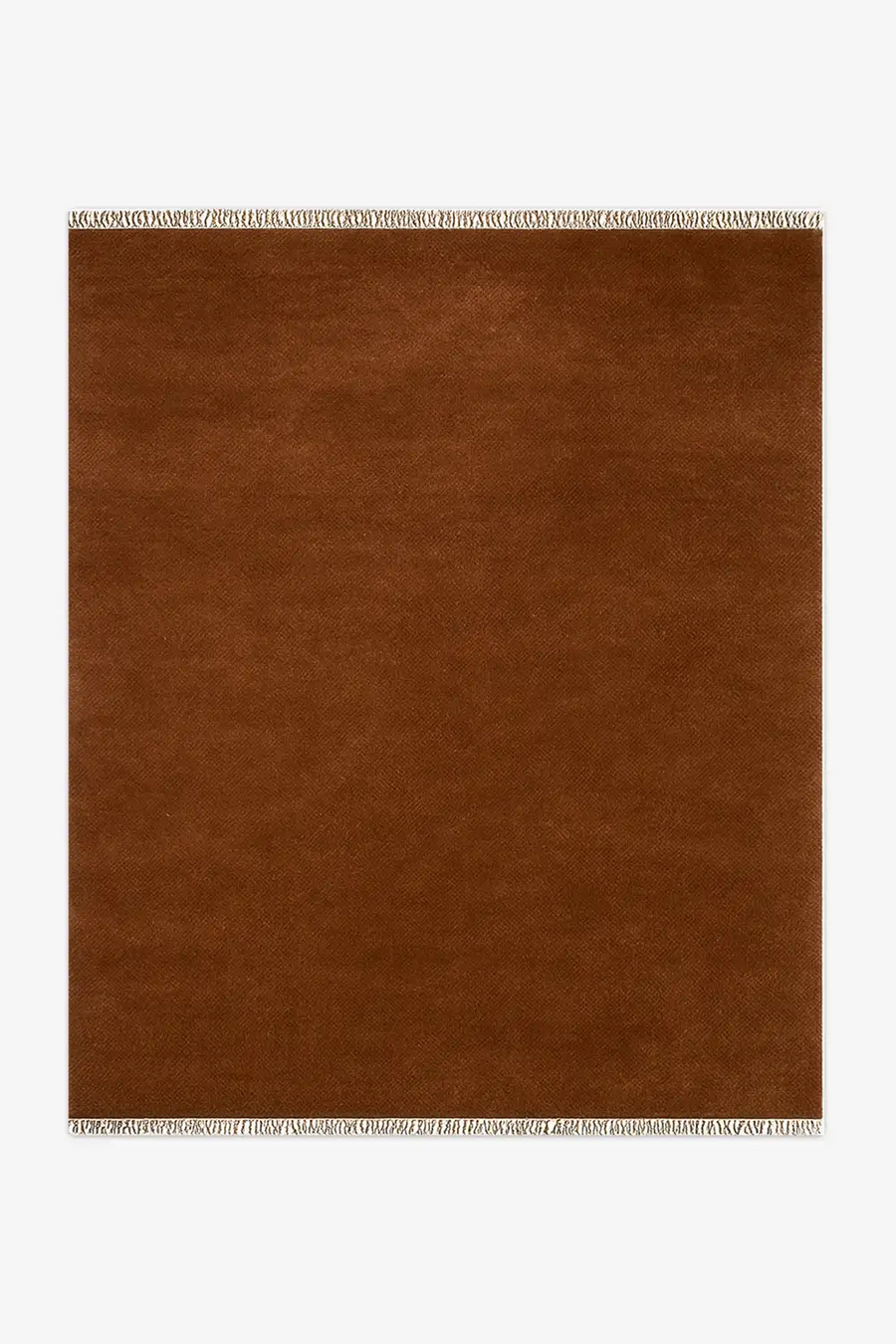 large brown wool rug hand-knotted with fringe for modern interiros 9x12