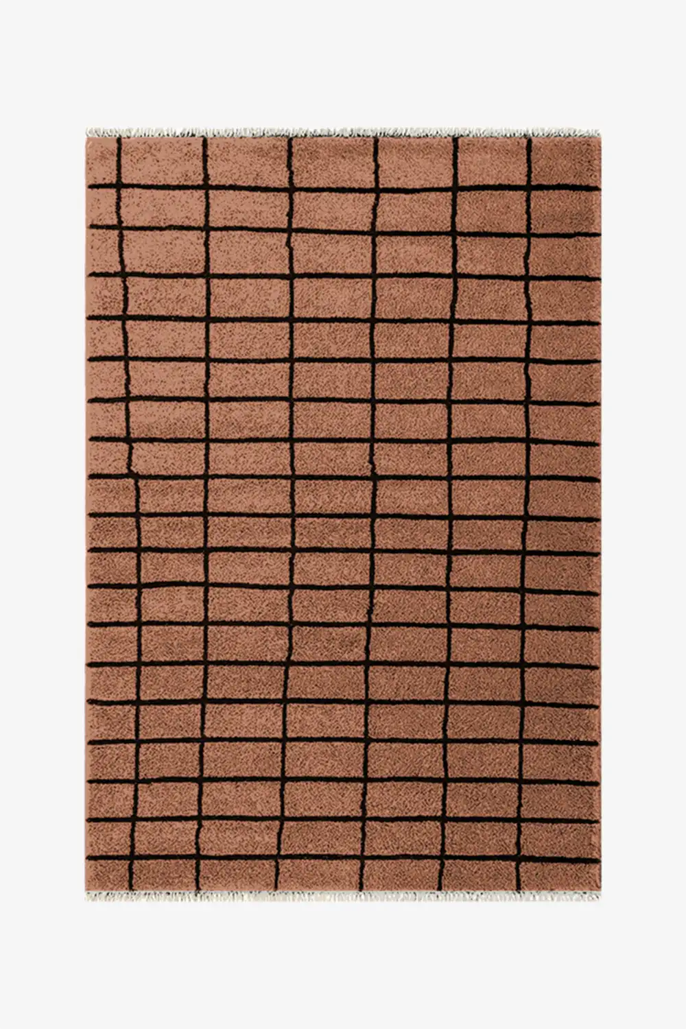 Brown checkered rug on a white background