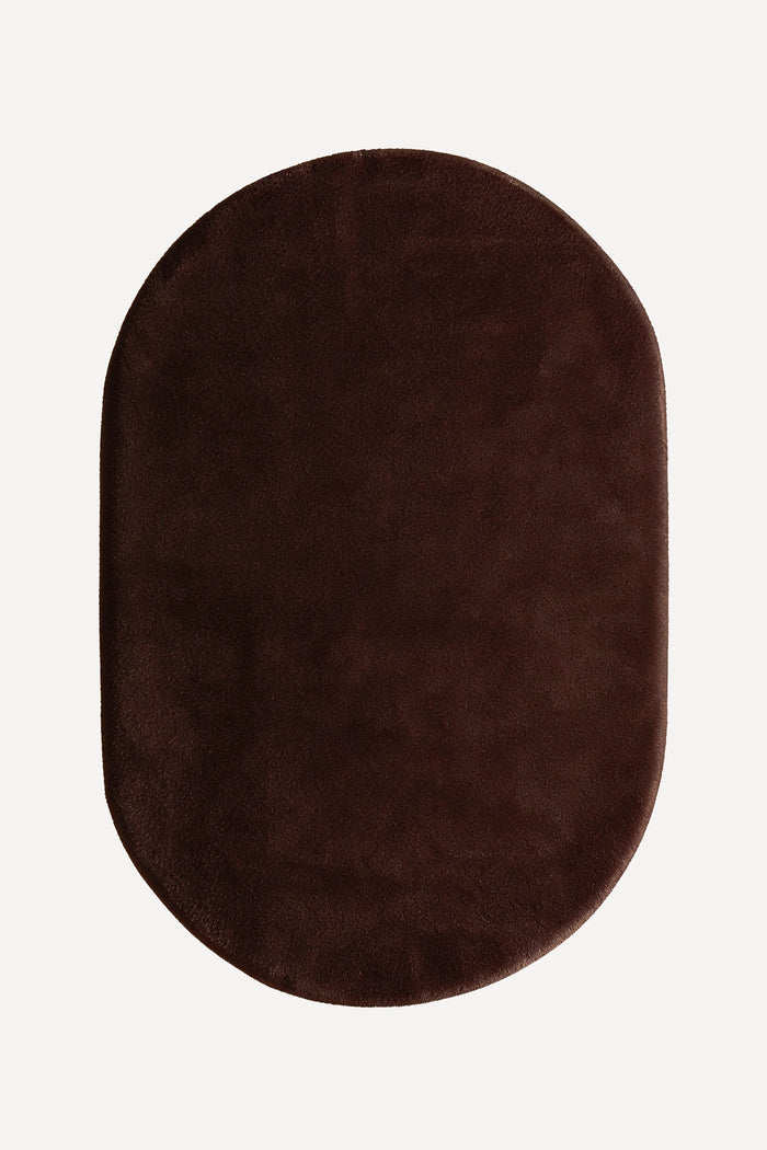 Chocolate Brown Oval Hand-Tufted Wool Rug