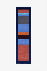 wool runner rug rug with color-blocked pattern in custom sizes on a white background